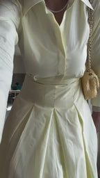 Chloe Elegant Pleated Midi Shirt Dress