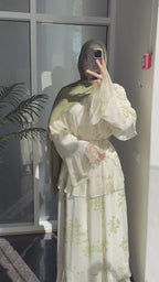 Nadia Floral Tiered Ruffle Maxi Abaya
