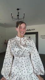 Farah Bow Neck Polka Dot Tiered Maxi Dress