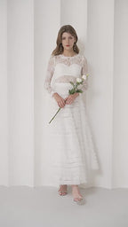 Jayleen Hollow Lace A-line Maxi Dress-White