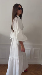 Elena Flared Sleeve Button Maxi Dress