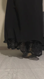 Zahra Sequin Lace Trim Hooded Open Abaya