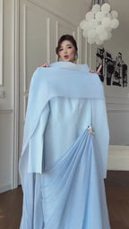 Clara Draped Cape Sleeve Maxi Gown