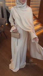 Harper Asymmetric Draped Satin Cape Dress