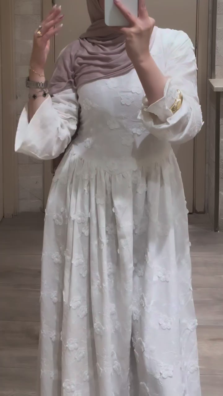 Sara 3D Floral Embroidered Maxi Dress