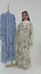 Elowen Floral Tiered Open Abaya-Apricot