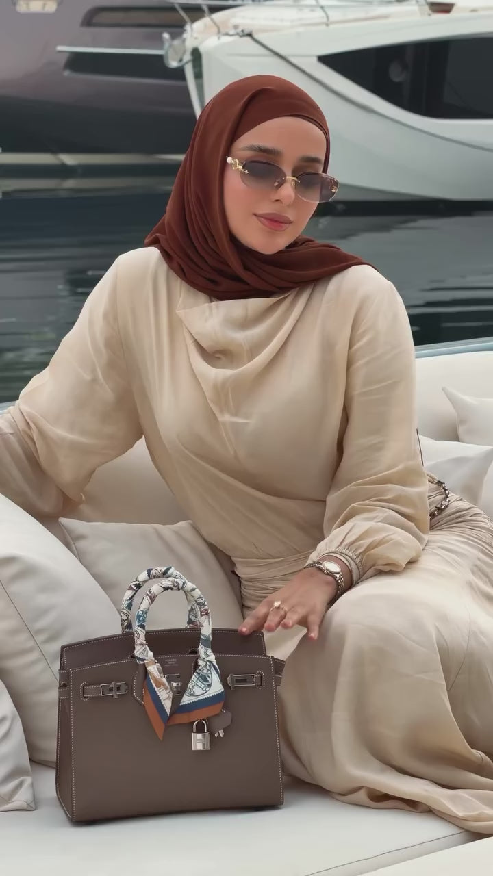 Sofia Satin Waist‑Tied Long Abaya