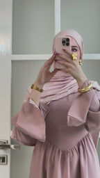 Raya Gathered Waist Flare‑Sleeve Maxi Dress