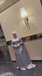 Zainab Ruched Waist Cape Satin Maxi Dress