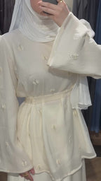Noura Beaded Peplum Skirt Two‑Piece Set