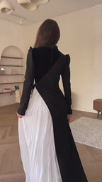 Two Toned Contrast Dress With Tie Detail