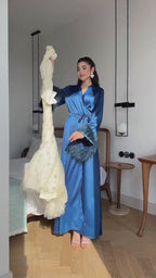 Emily Beaded Peplum Tulle Maxi Dress