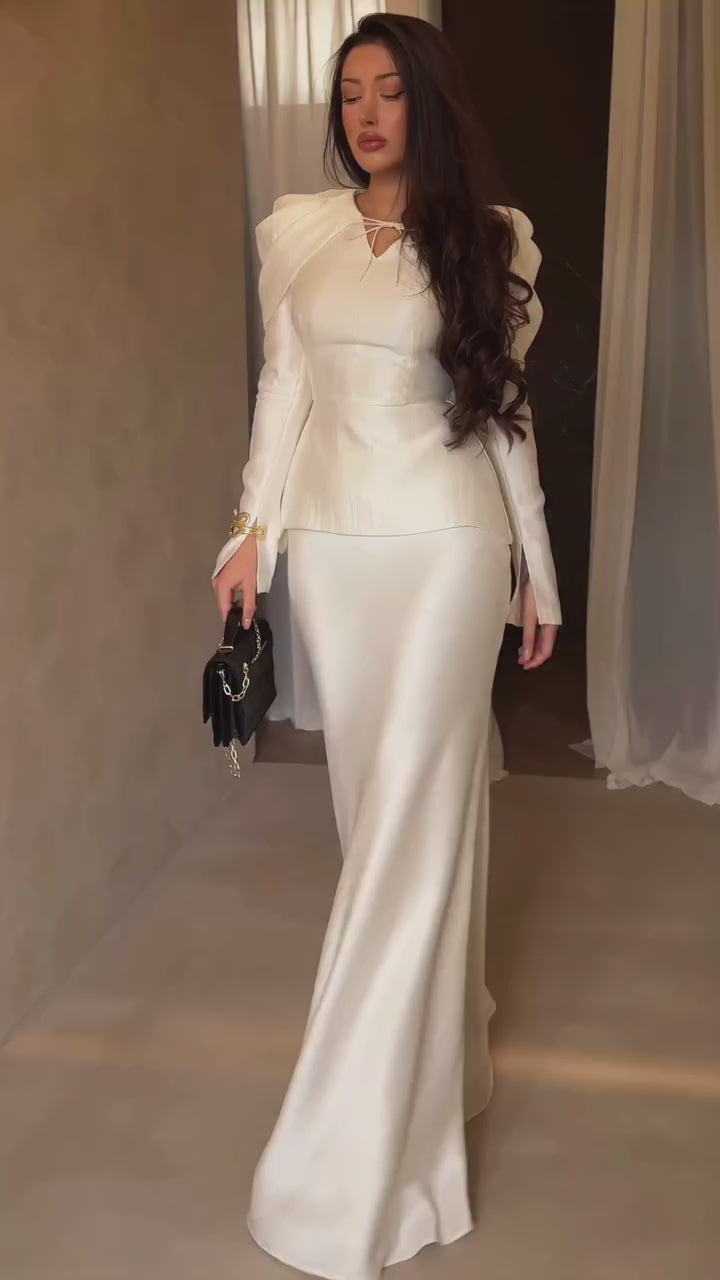 Grace Tie Neck Peplum Set