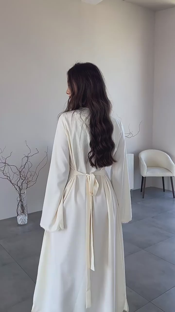 Sara Round Neck Flare Sleeve Tie Waist Maxi Dress