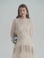 Liora Floral Tulle Ruffle Midi