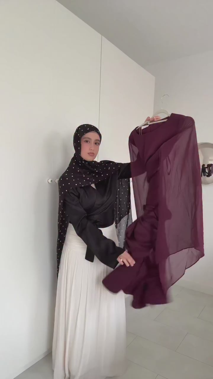 Ruched Asymmetric Draped Sleeve Maxi Dress