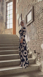 Zahra Floral Print Wrap‑Waist Maxi Dress