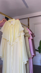 Tiered Ruffle Collar Lustrous Maxi Dress-Yellow