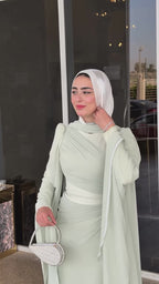Amelia Ruched Cape Maxi Dress