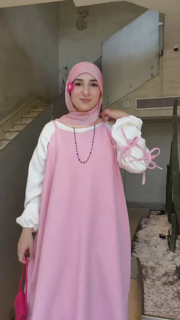 Aisha Bow‑decorated Two‑Piece Abaya Outfit