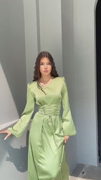 Zahra Tie Flare Sleeve Maxi Dress