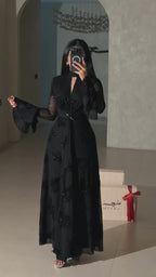 Kaia Twist Front Flare Sleeve Maxi-Black