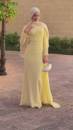 Nada Side Ruched Satin Draped Maxi Dress