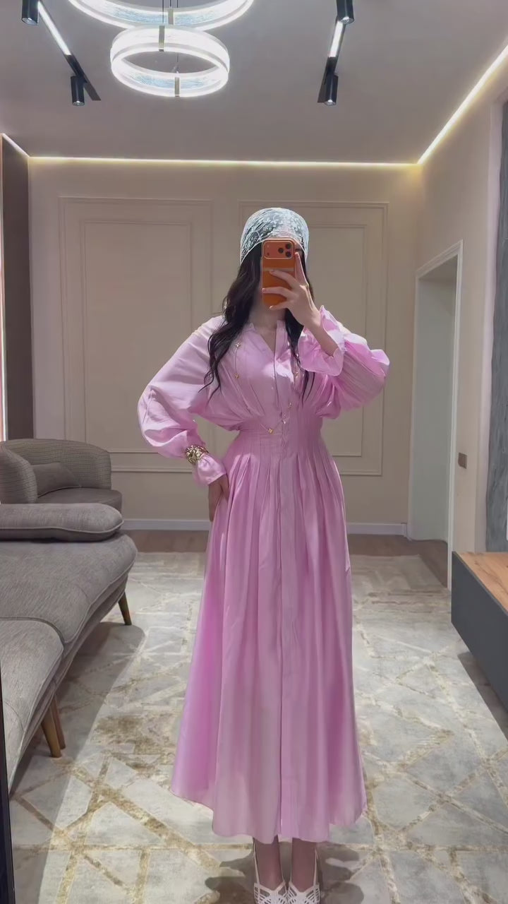 Sophia Luminous Ruched Waist Maxi Dress-Pink