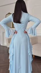 Freya Side Ruffle Chiffon Maxi Dress