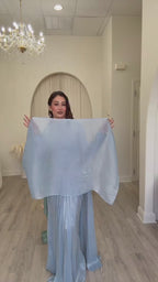 Lina Crystal Waist Cape Sleeve Maxi Dress-Blue