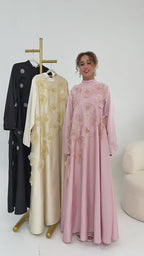 Lily Floral Applique Maxi Dress-Pink