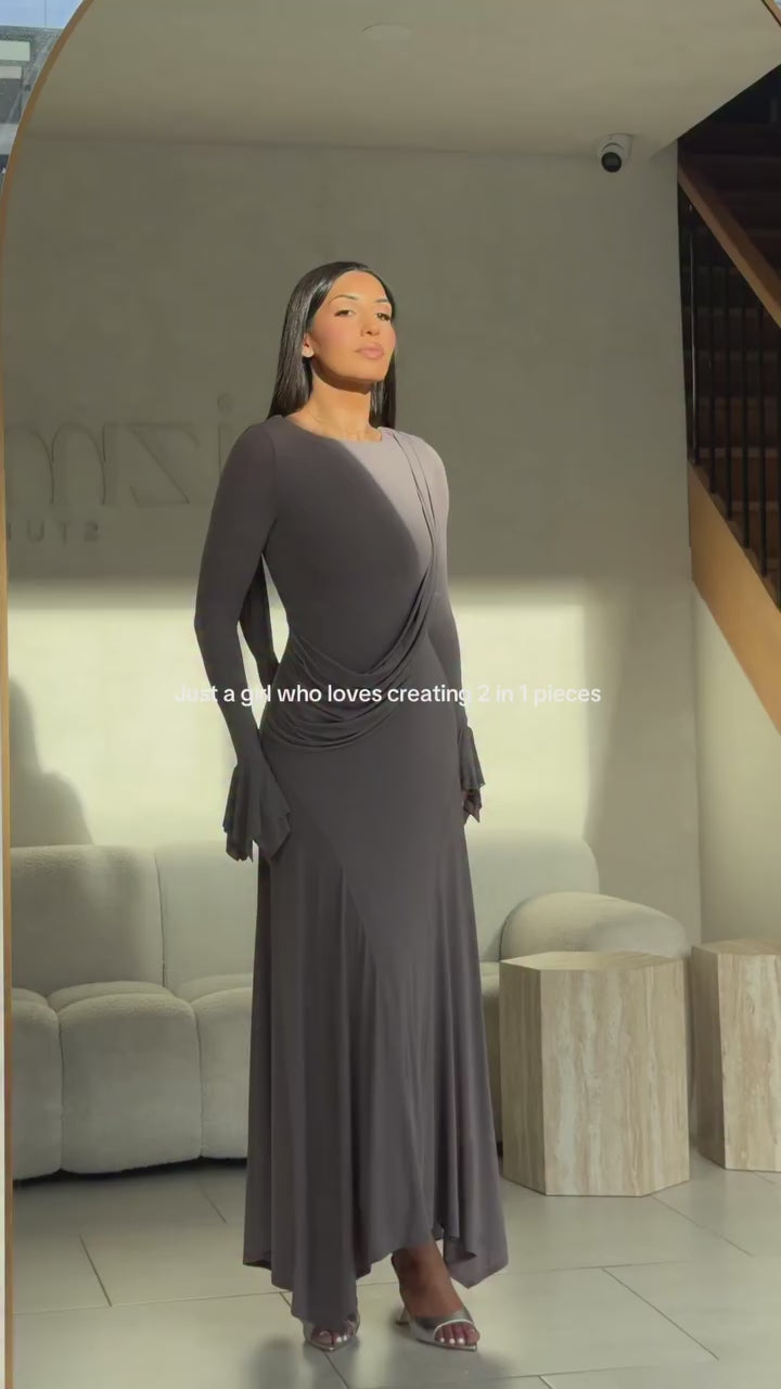 Mina Draped Two-in-One Maxi Dress