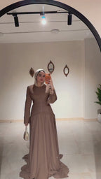 Ayla Pleated Waist Train Maxi Dress