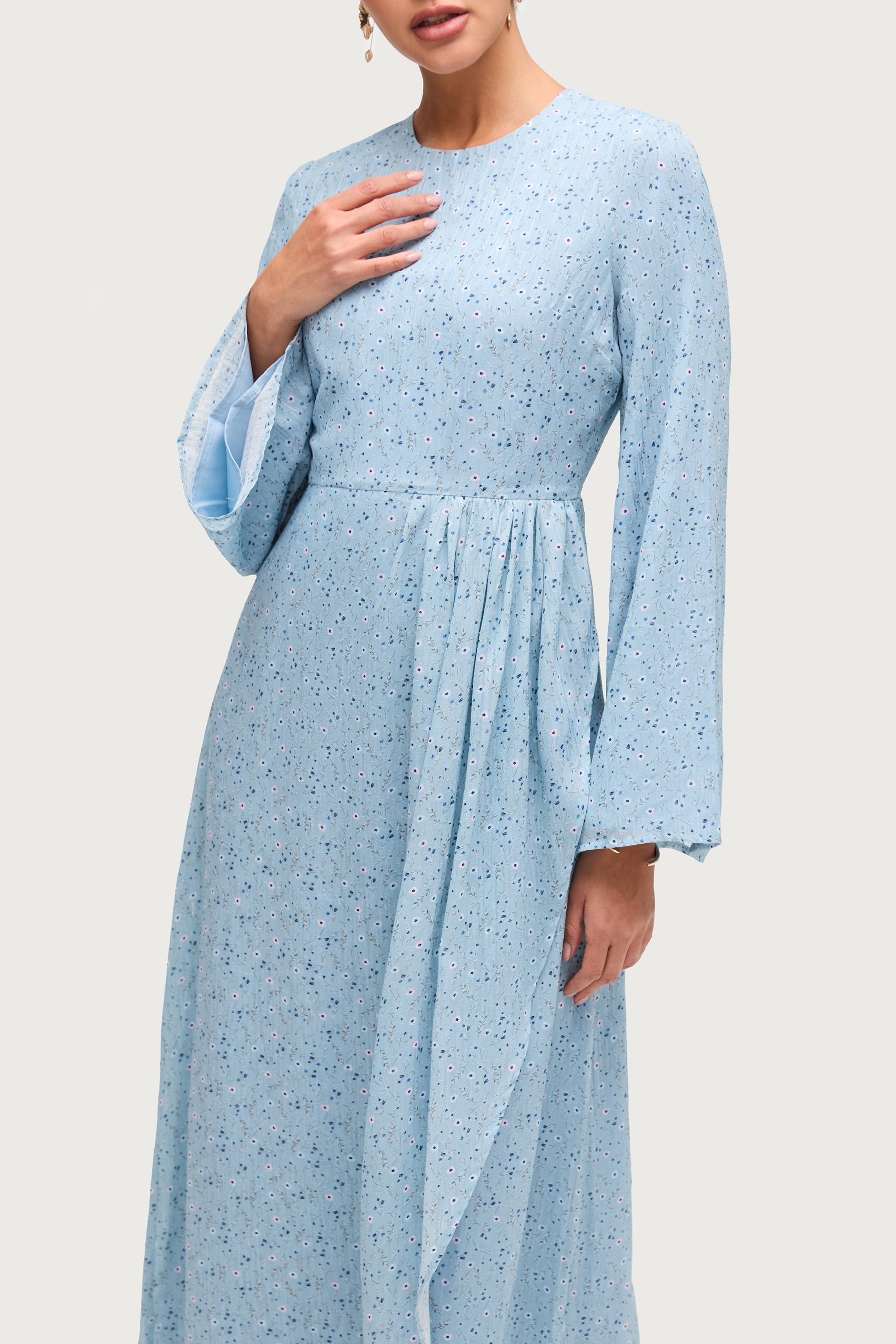 Printed Floral Maxi Dress - Aura Blue