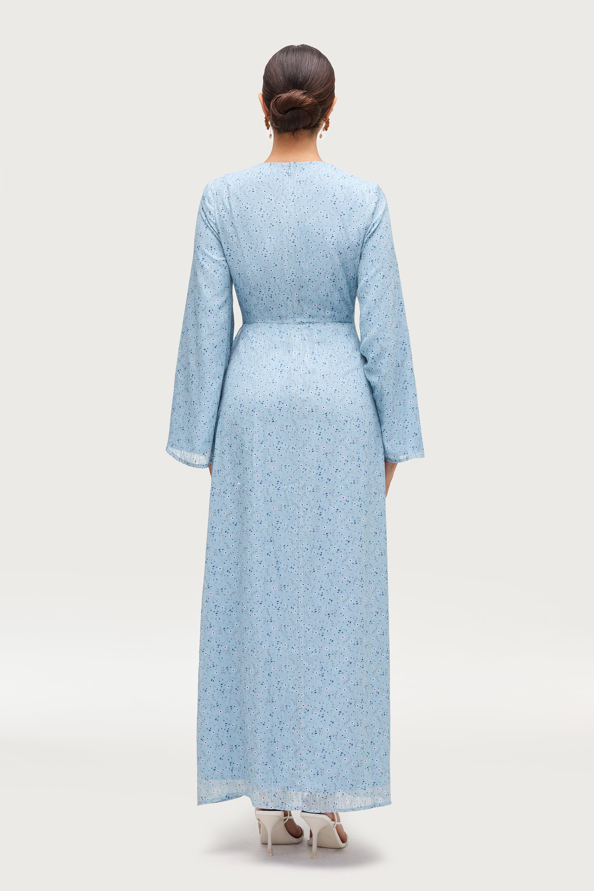 Printed Floral Maxi Dress - Aura Blue