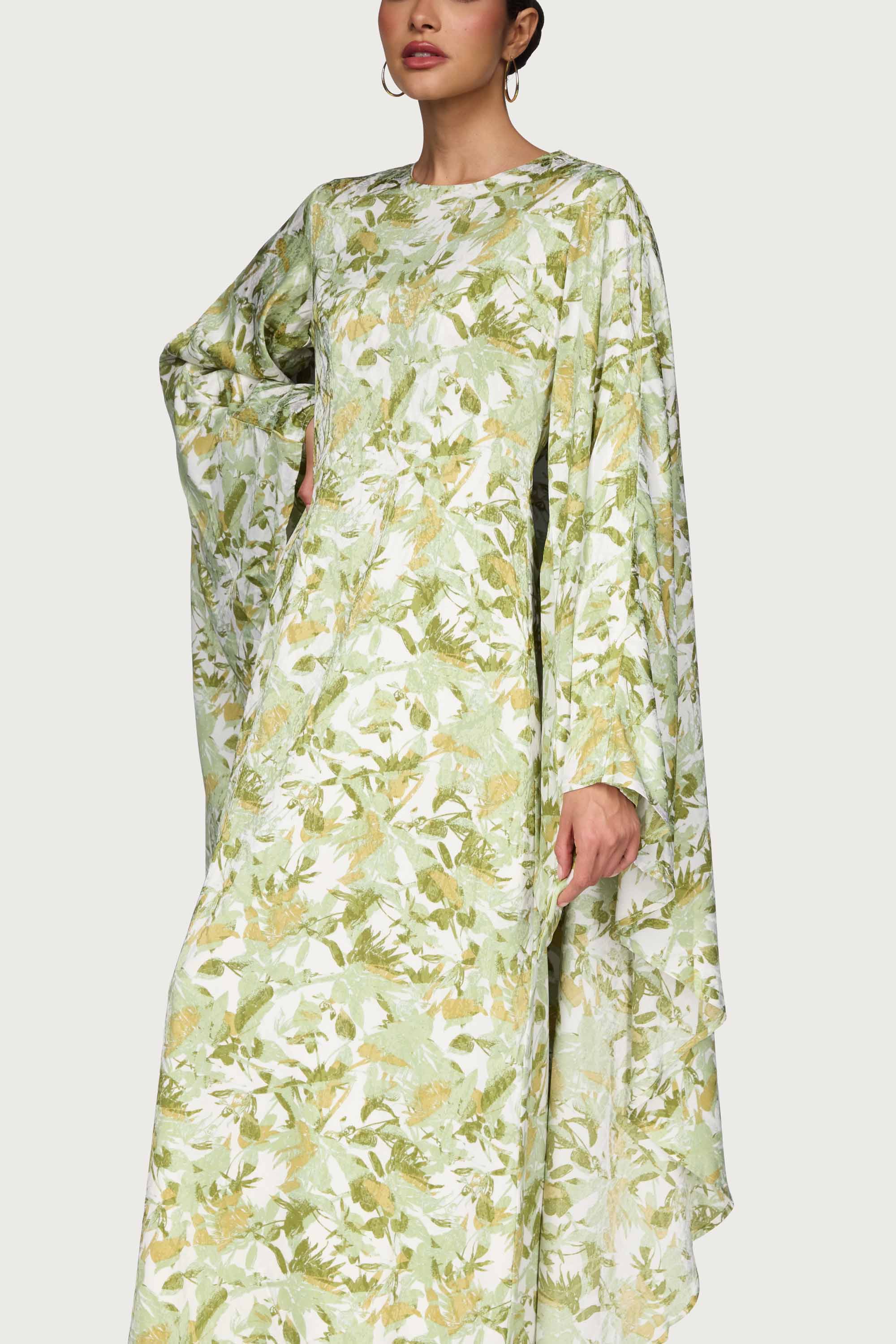 Printed Kaftan Maxi Dress - Sage