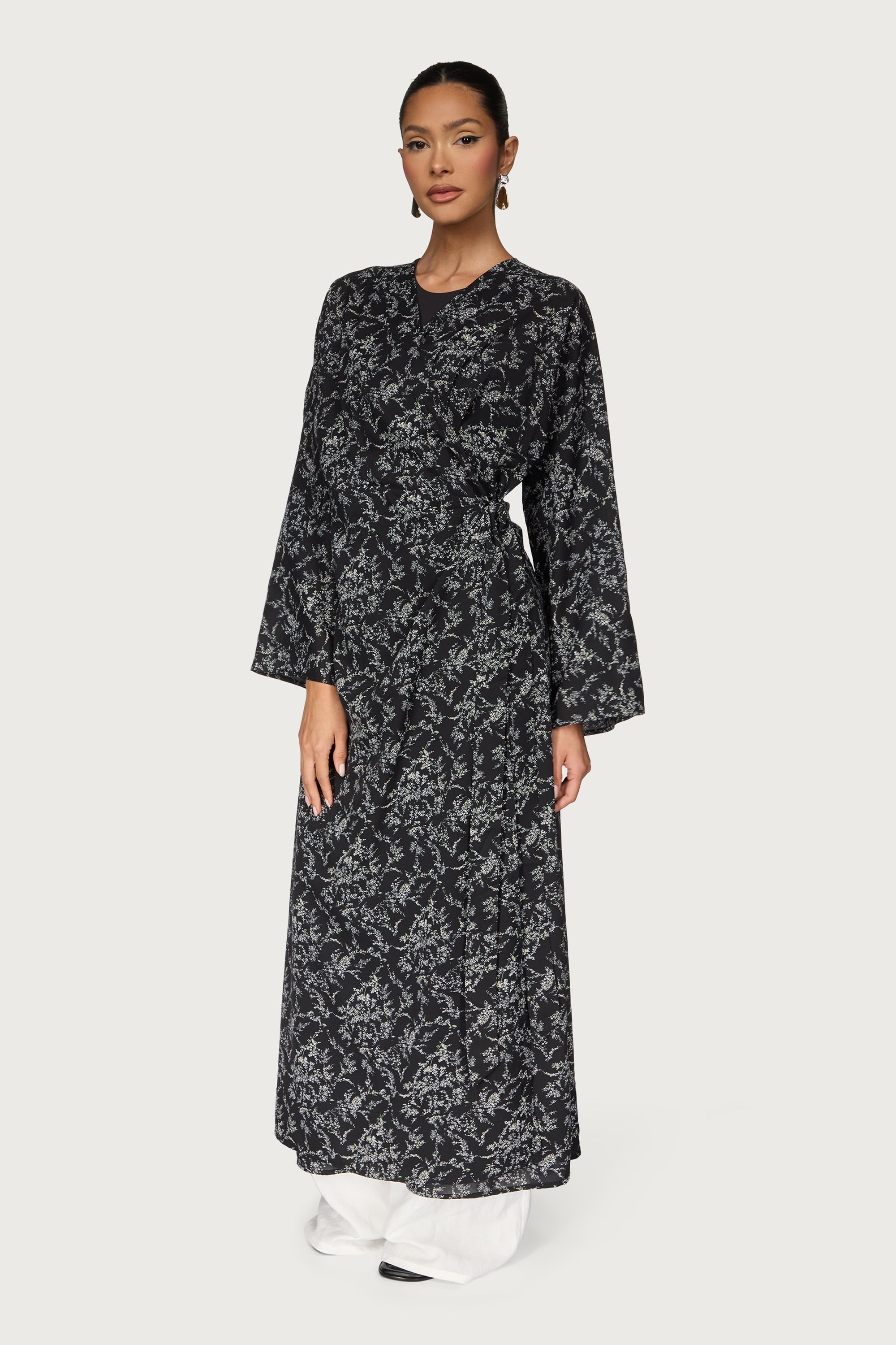 Printed Wrap Kimono Dress