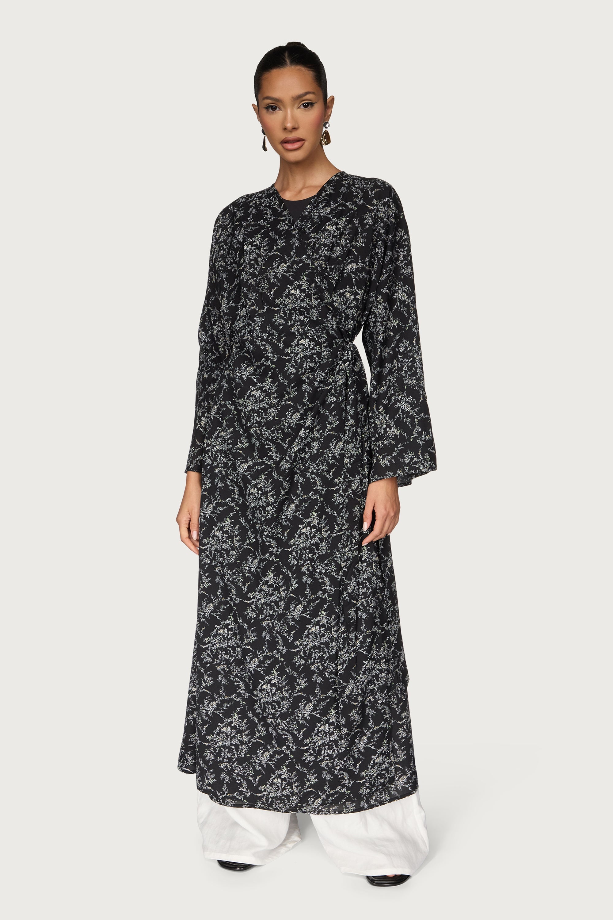 Printed Wrap Kimono Dress
