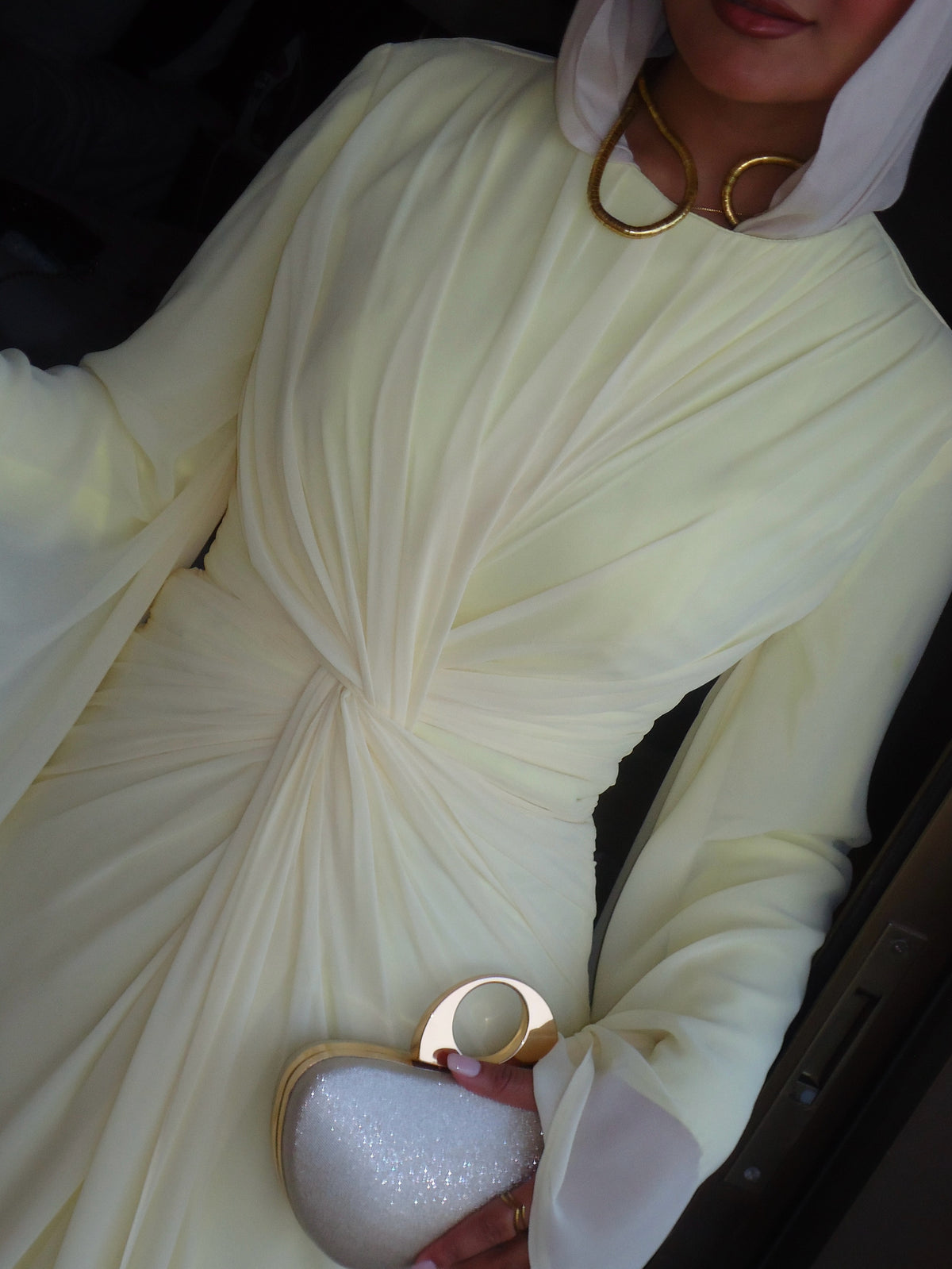 Nadia Twist Long Sleeve Maxi Dress-Yellow