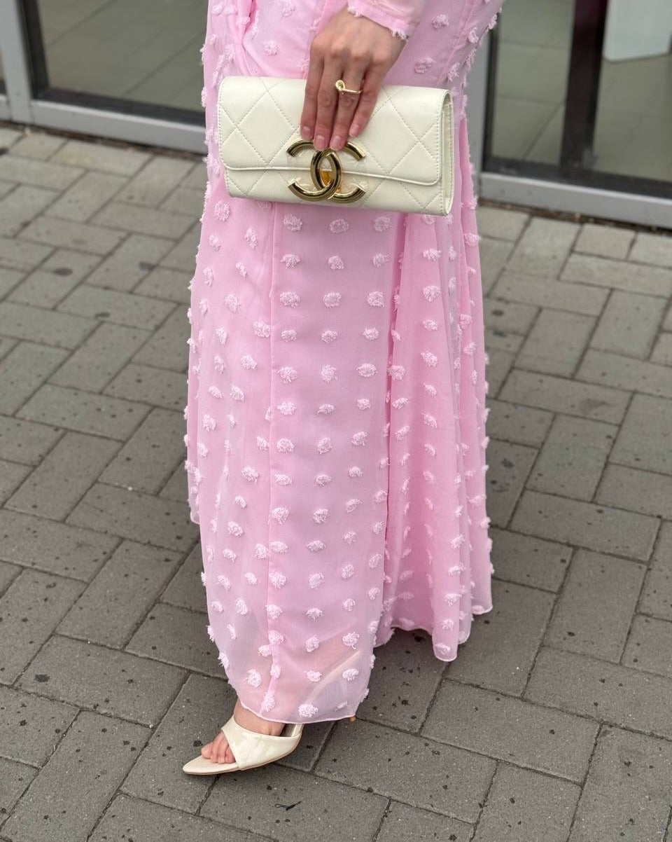 Nora 3D Floral Puff‑Sleeve Maxi Dress