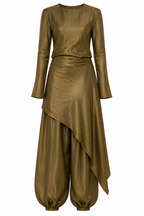 Rania Asymmetrical Satin Two‑Piece Set