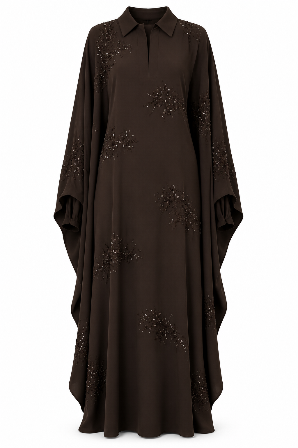 Layla Collared Beaded Loose‑Fit Abaya