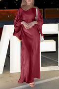 Mariam Satin Bell‑Sleeve Floor‑Length Abaya