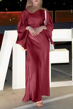 Mariam Satin Bell‑Sleeve Floor‑Length Abaya