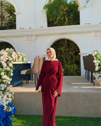 Nadia Twist Long Sleeve Maxi Dress-Red