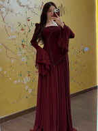 Sara Beaded Flare Sleeve Maxi Dress