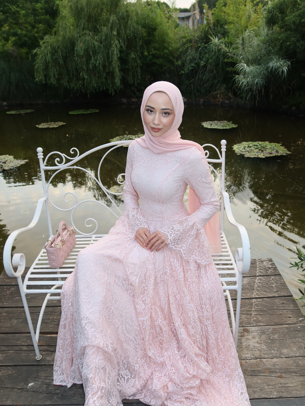 Ayla Lace Flare‑Sleeve Ball Maxi Dress