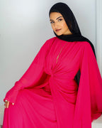 Nadia Twist Long Sleeve Maxi Dress-Pink