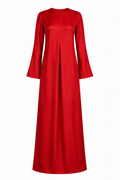 Zainah Pleated Satin Long Abaya