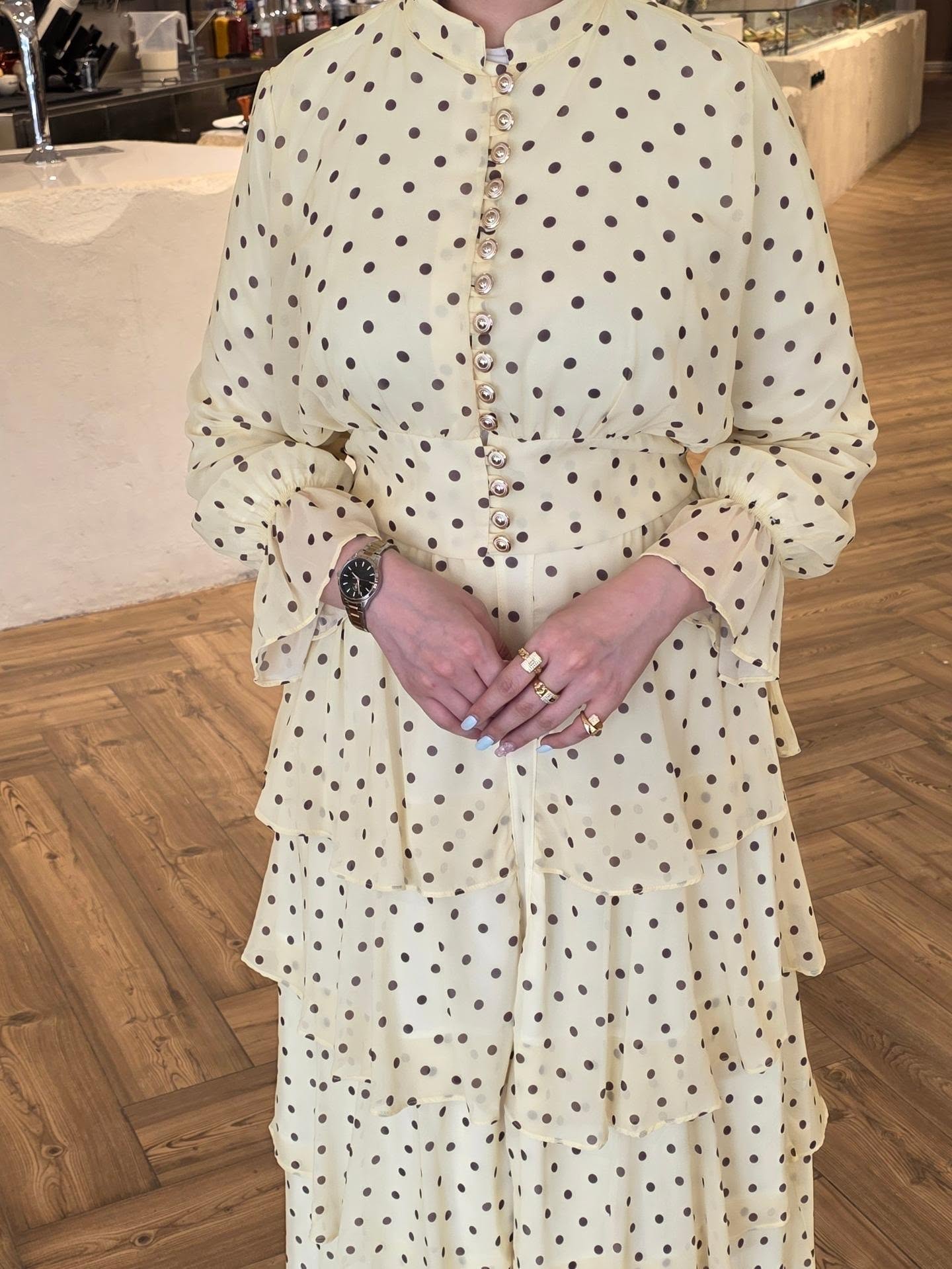 Maya Polka‑Dot Tiered Waist‑Tied Dress